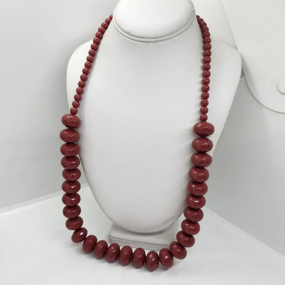 Graziano‎ Beaded Necklace Cranberry Color